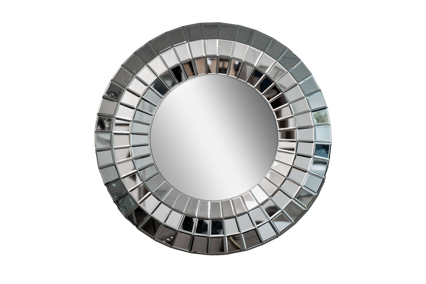 Зеркало круглое в раме из зеркальных элементов