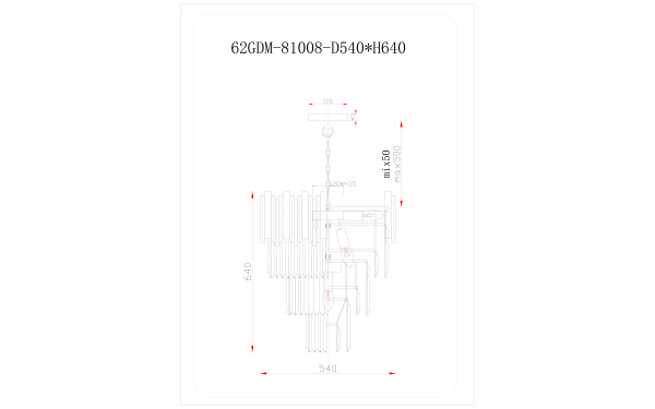 Люстра с кристаллами (золото) 62GDM-81008-540